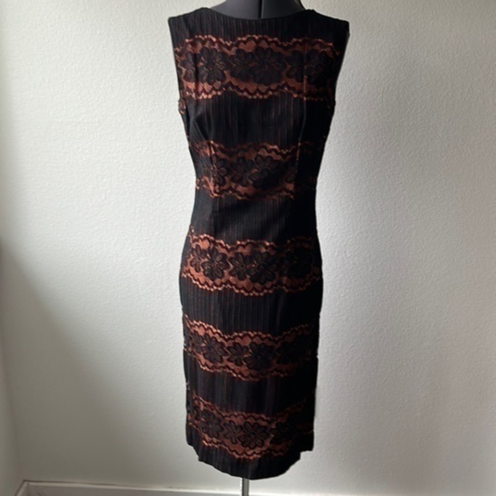 Mr. Simon dress vintage lace orange and black size 4 1960's style